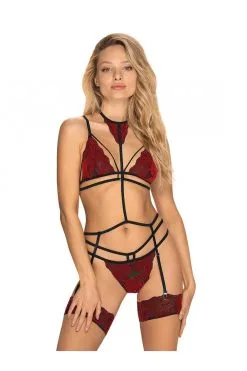 Obsessive Sugestina | Ensemble Bordeaux 3 Pcs